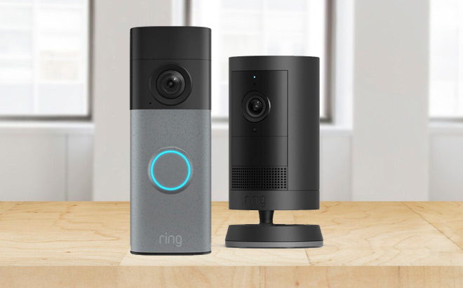Ring Battery Doorbell with Outdoor Camera Plus on the Table