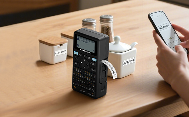 SUPVAN Keyboard Bluetooth Label Maker on a Table