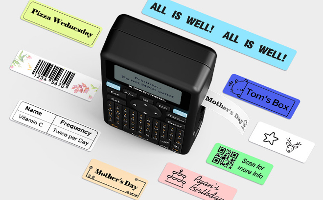 SUPVAN Keyboard Bluetooth Label Maker with 4 Tapes