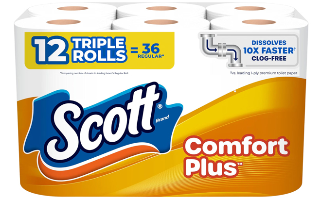 Scott ComfortPlus Toilet Paper 12 Triple Rolls