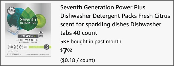 Seventh Generation Power Plus Dishwasher Tabs 40 Count at Checkout