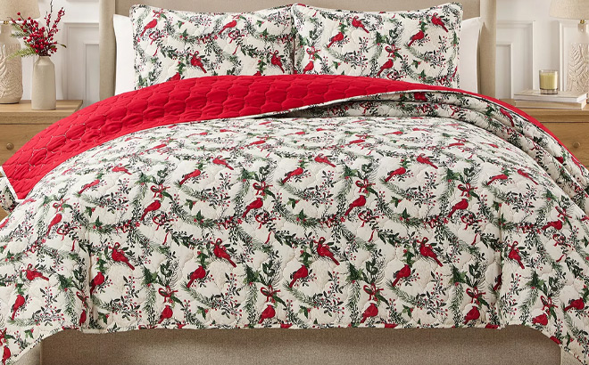 Seventh Studio Cardinal Quilted 2 Piece Quilt Set