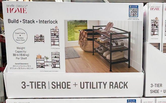Seville Classics 3 Tier Shoe Rack
