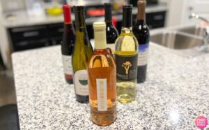 Six Bottles of Wine on a Kitchen Counter
