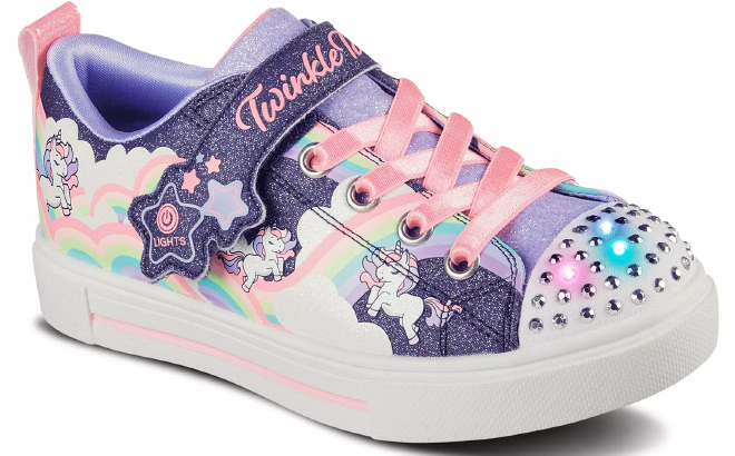 Skechers Little Girls Unicorn Stay Put Light Up Casual Sneakers Skechers Little Girls Unicorn Stay Put Light Up Casual Sneakers