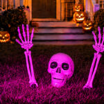 Solar Halloween Lights with Head and Hands on the Ground