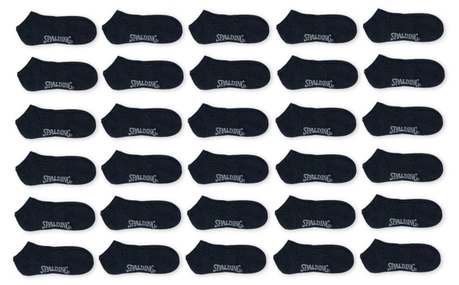 Spalding Mens Black No Show Socks 30 Pack