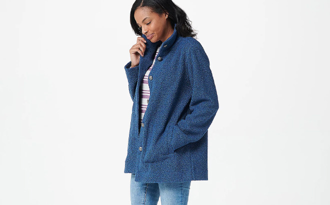 Susan Graver Weekend Knit Boucle Button Front Jacket