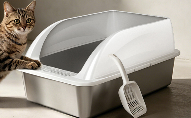 Tevila XL Open Top Stainless Steel Litter Box Tevila XL Open Top Stainless Steel Litter Box