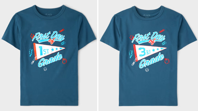 The Childrens Place Boys School First Day Of 1st Grade Graphic Tee The Childrens Place Boys School First Day Of 1st Grade Graphic Tee
