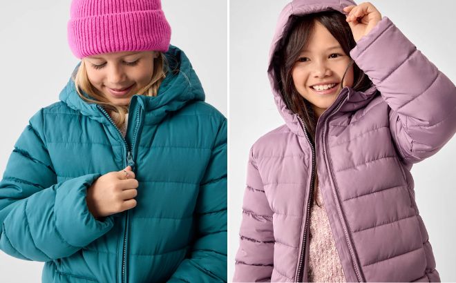 The Childrens Place Girls Quilted Hooded Puffer Jacket The Childrens Place Girls Quilted Hooded Puffer Jacket