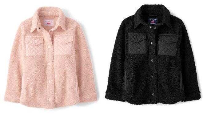 The Childrens Place Girls Sherpa Shacket The Childrens Place Girls Sherpa Shacket