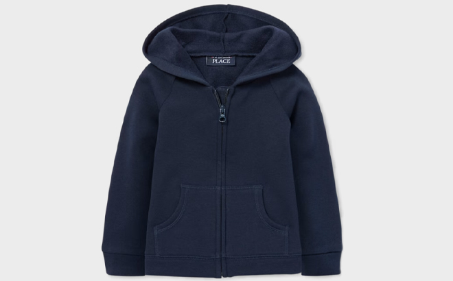 The Childrens Place Toddler Girls Fleece Zip Up Hoodie in Blue