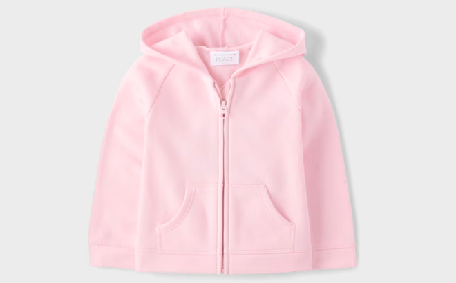 The Childrens Place Toddler Girls Fleece Zip Up Hoodie in Pink