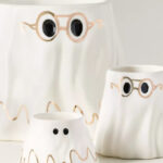The Mud Fairy Stoneware 24k Gold Accent Ghost Mugs