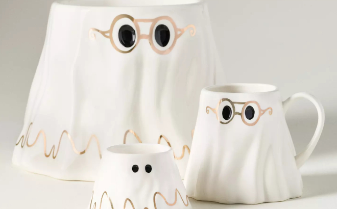 The Mud Fairy Stoneware 24k Gold Accent Ghost Mugs The Mud Fairy Stoneware 24k Gold Accent Ghost Mugs