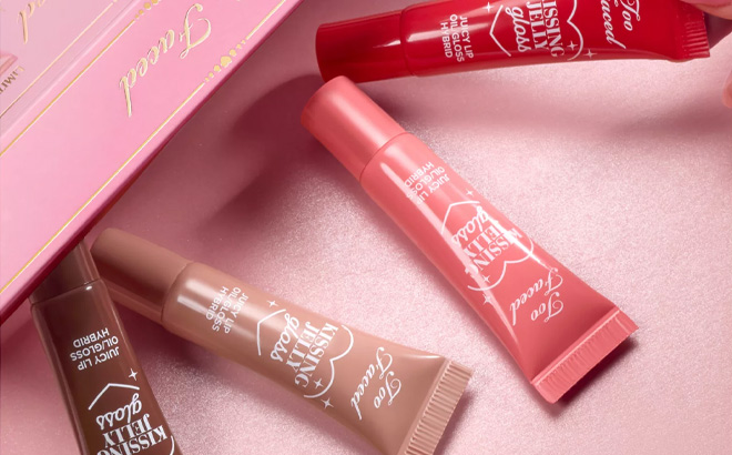 Too Faced 4 Piece Kissing Jelly Lip Oil Gloss Collection Set