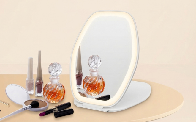 Travel Makeup Mirror with Light Portable Hexagon Vanity Mirror Travel Makeup Mirror with Light Portable Hexagon Vanity Mirror