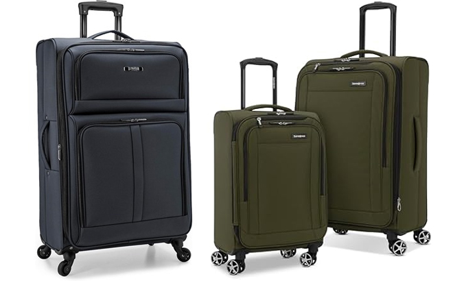 U S Traveler Anzio Softside Expandable Spinner Luggage and Samsonite Saire LTE Softside Expandable Luggage with Spinner Wheel 2 Piece Set