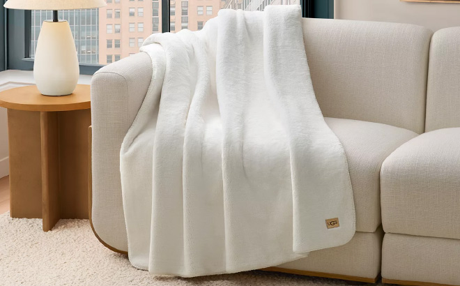 UGG Saige Plush Throw on Couch UGG Saige Plush Throw on Couch