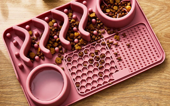 Vibrant Life Silicone Slow Feeder Compartment Pet Mat Rose