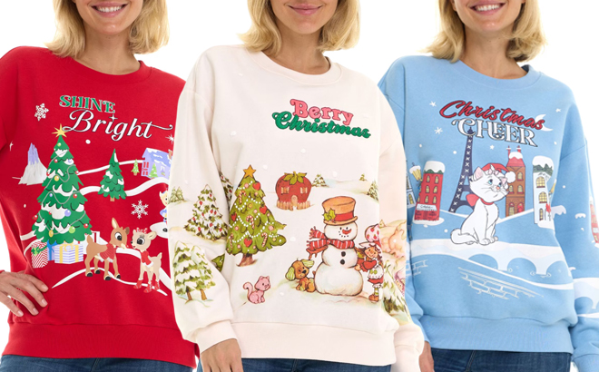 Womens Character Winter Scene Sweatshirt