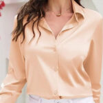 Womens Soft Satin Silk Shirt