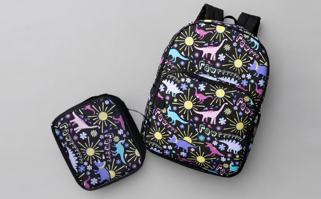 Wonder Nation Girls 17 Inch Fossil Gardens Dinosaur Backpack and Lunch Set Wonder Nation Girls 17 Inch Fossil Gardens Dinosaur Backpack and Lunch Set