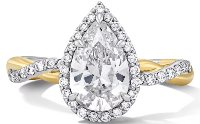 Zales Pear Shaped Certified Lab Grown Diamond Frame Engagement Ring Zales Pear Shaped Certified Lab Grown Diamond Frame Engagement Ring