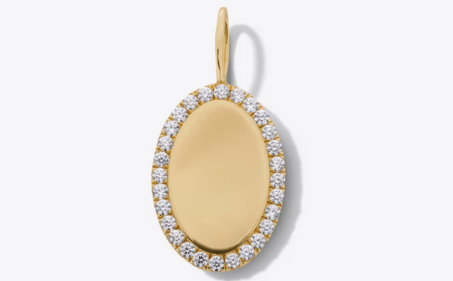 Zales White Sapphire Oval Necklace Charm in Sterling Silver with 18K Gold Plate