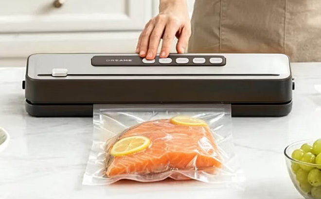 a Person Using Food Vacuum Sealer