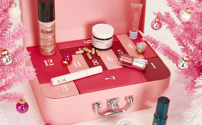 12 Days of Revolve Beauty Advent Calendar on the Table