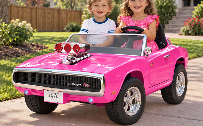 2 Seater Licensed 1970 Dodge Charger RT Powered Ride on Car in Pink 2 Seater Licensed 1970 Dodge Charger RT Powered Ride on Car in Pink