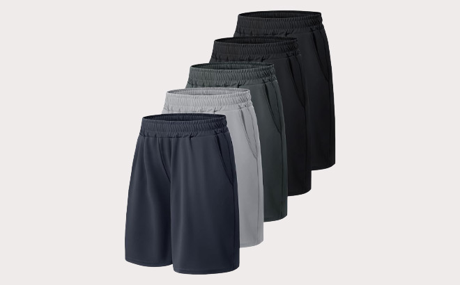 5 Pack Athletic Basketball Boys Shorts