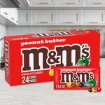 A Box of 24 Pack MMS Peanut Butter Chocolate Candy Snacks