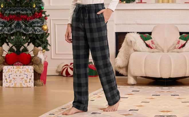 A Boy Wearing IHU Fleece Pajama Pants
