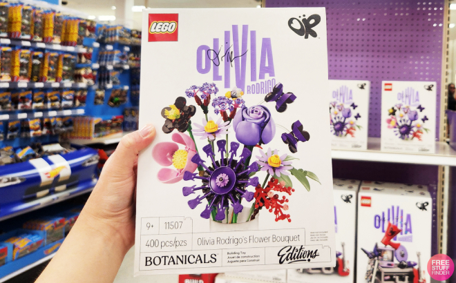 A Person Holding a LEGO x Olivia Rodrigo Flower BouquetSet