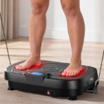 A Person Using Vibration Plate with Red Light