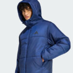 A Person Wearing Adidas Puffer Jacket in Blue