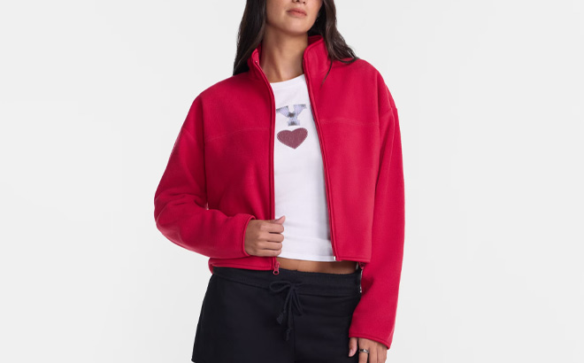 A Person Wearing No Boundaries Polar Fleece Zip Up Jacket A Person Wearing No Boundaries Polar Fleece Zip Up Jacket
