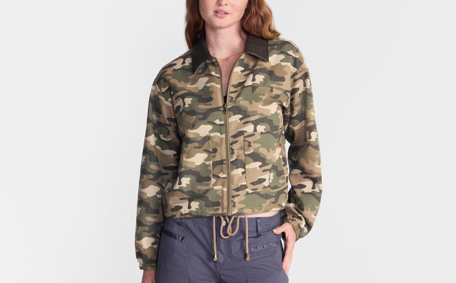 A Person Wearing No Boundaries Womens Barn Jacket A Person Wearing No Boundaries Womens Barn Jacket