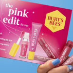 A Woman Holding Burts Bees The Pink Edit Holiday Lip Care Gift Set
