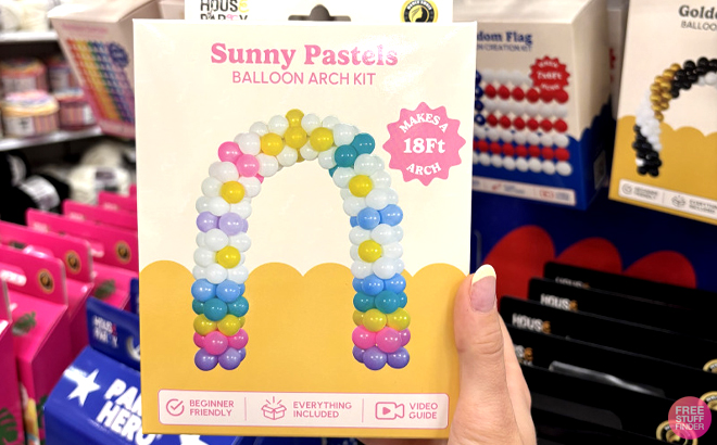 A Woman Holding House of Party Balloon Creation Kit Flower Arch Kit in Pastels A Woman Holding House of Party Balloon Creation Kit Flower Arch Kit in Pastels