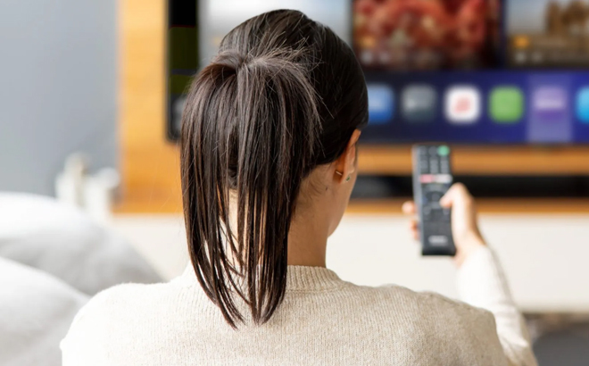 A Woman Streaming on TV A Woman Streaming on TV