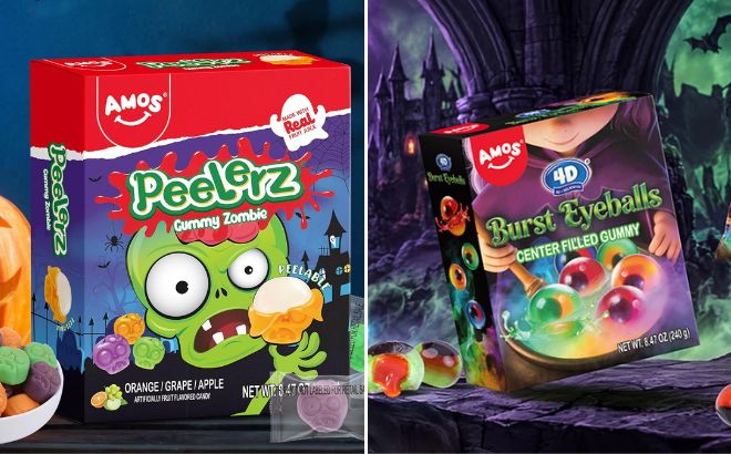 AMOS Halloween Peelerz Zombie Gummies 40 Piece and Eyeball Gummy Candy
