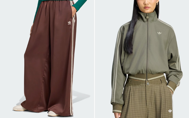 Adidas Adicolor Satin Wide Leg Track Pants Adidas Adicolor Satin Wide Leg Track Pants