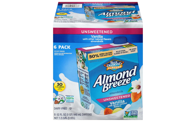 Almond Breeze UnsweetenedVanilla Almondmilk 6 Pack