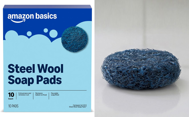 Amazon Basics 10 Count Steel Wool Soap Pads Amazon Basics 10 Count Steel Wool Soap Pads