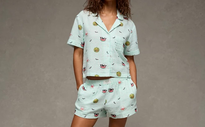 American Eagle Cotton Gauze Short Sleeve Pajama Set