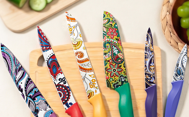 Astercook 12 Piece Paisley Pattern Knife Set